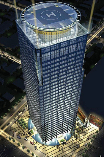 The 37-story tower has just gotten approval to add up to 415 residential units along with its office and commercial space. © Carrier Johnson Architects.