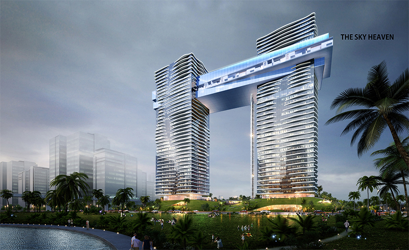 The project, ordered by Sunkyung E&C Group, calls for constructing two towers, connected by a skybridge.