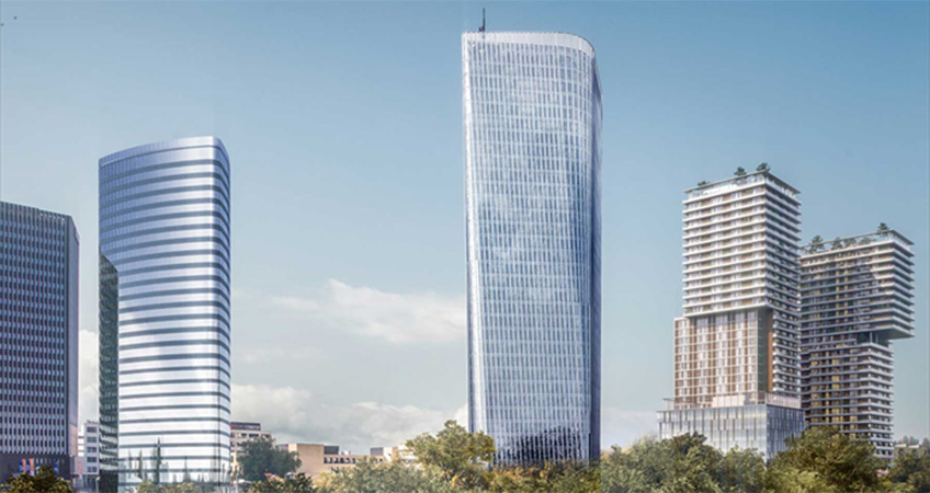 The under-construction tower is set to reach 36 stories upon completion.