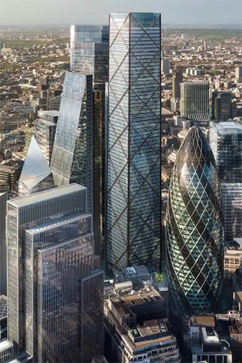 An artist’s view of the proposed building at 1 Undershaft, known as the Trellis, whose future is now in doubt. Photograph: © DBOX for Eric Parry Architects
