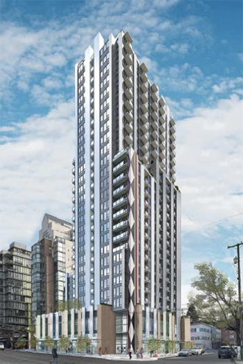 The immediate neighbor of KPF’s new Vancouver office tower is the Rogers Building, a local landmark at the corner of Granville and Pender built in 1912. (Lemons Bucket/Courtesy KPF).