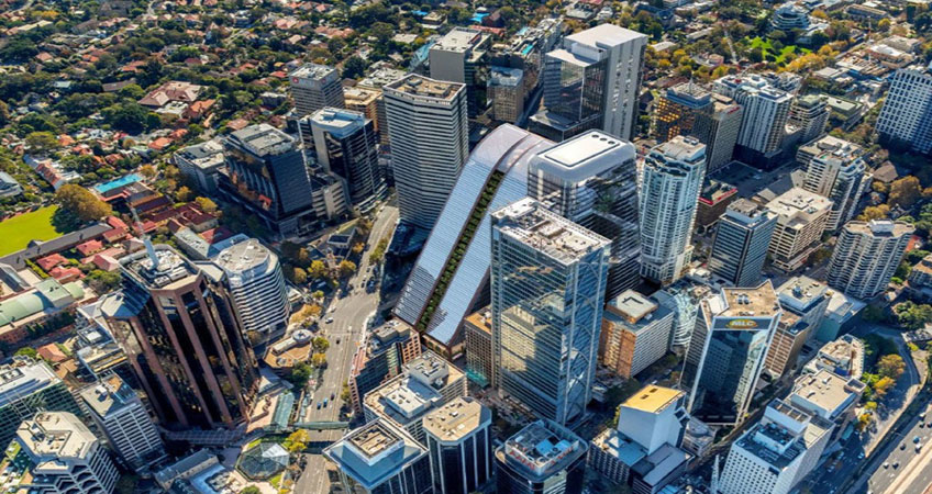 Plans have been submitted for an angled office tower in the burgeoning North Sydney commercial district.