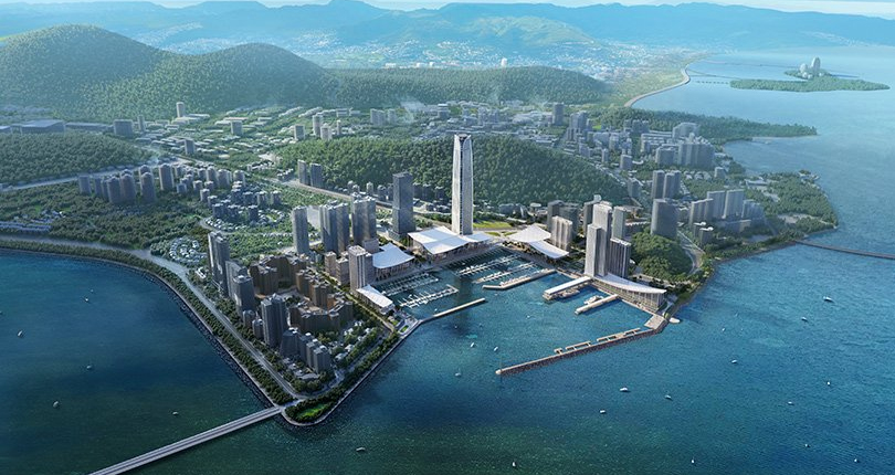 Jiuzhou Bay Tower will be part of a new waterfront neighborhood in Zhuhai.