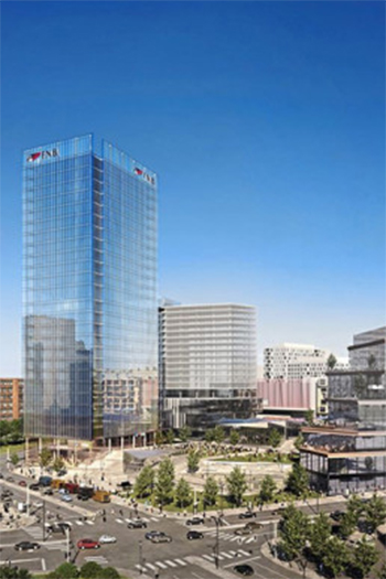 A 26-story financial tower is being planned on the former site of an arena in Pittsburgh. Credit: Gensler