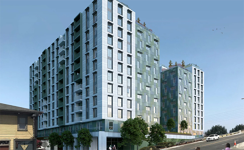 © First Community Housing, Inc. McEvoy Apartments, a 365-unit residential development of affordable housing at 280 McEvoy St. in downtown San Jose, concept.