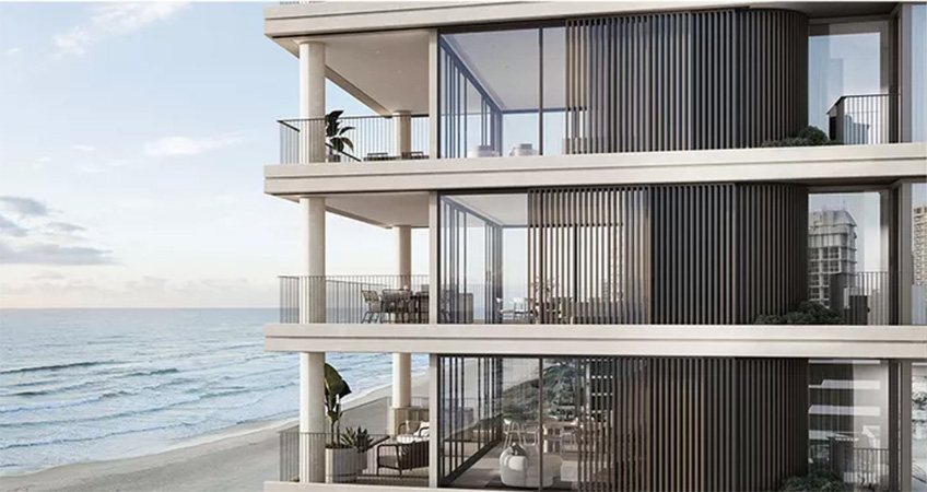 External render of Andrew Project's Dune project at Main Beach. Image: Rothelowman