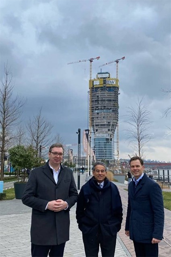 Serbia's President was among those who toured Kula Belgrade, declaring that it was likely to be finished by the end of 2021.