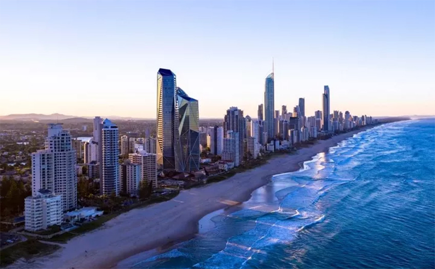 Plans for a 26-story beachfront apartment tower have been lodged for 1 Second Avenue, and 88 The Esplanade, Broadbeach. Image: Rothelowman.