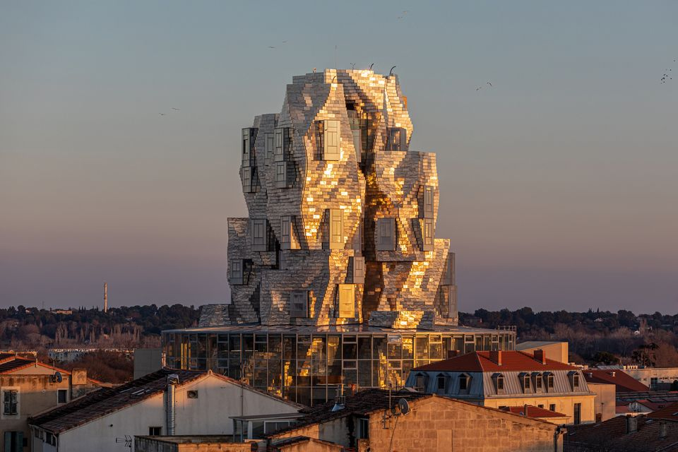 The multifaceted exterior of Luma Arles, the centerpiece of a new arts campus. © Dronimages