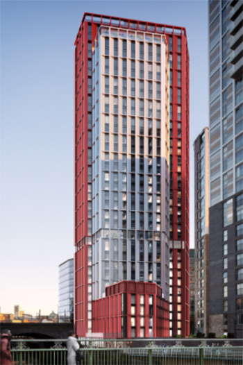 A mix of functions would be housed in the project, including 171 hotel rooms and 485 build-to-rent co-living rooms.