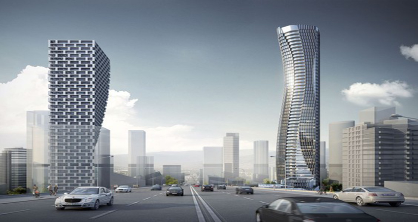 Rendering showing 55-story tower proposed for 601 Beach Crescent at the north end of the Granville Bridge. PHOTO BY PINNACLE INTERNATIONAL / JYOM AR /PNG