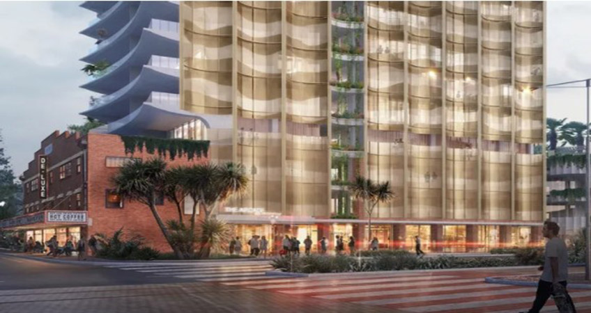 Adjustable screens on the western façade were part of the design changes which helped gain approval for the De-Luxe Apartments project in Gold Coast. Image credit: The Urban Developer