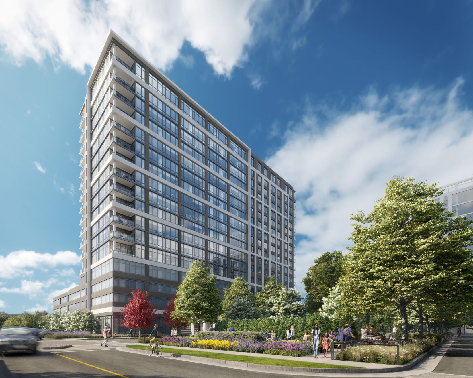 One Oak Brook Commons will feature an elevated amenity deck featuring a heated pool and cabanas. Image credit: Hines