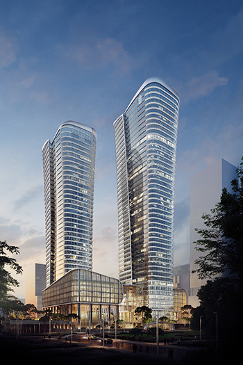 The profile of the towers alludes to a traditional Ottoman calligraphic signature, the Tughra. Image credit: Kohn Pedersen Fox Associates / Tim Spall