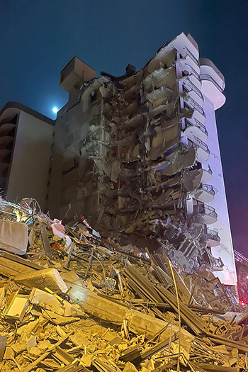 The Champlain Towers South building in Surfside was demolished to allow crews greater access for search efforts. Image credit: Miami-Dade Fire Rescue Department