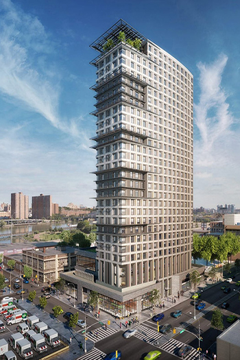 425 Grand Concourse in the Bronx topped out in January 2021. Image credit: Dattner Architects