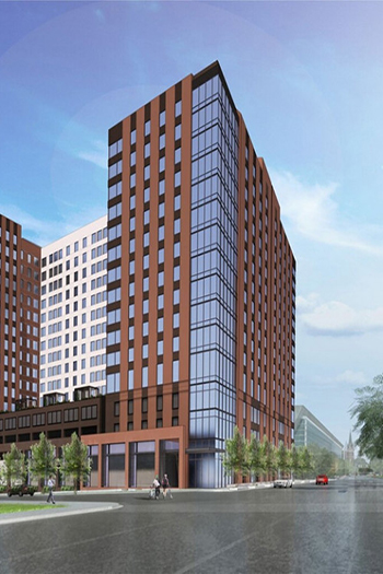 Amenities at The Standard at Columbia will include a jumbotron television and game-day lounge. Image credit: CRG/Lamar Johnson Collaborative