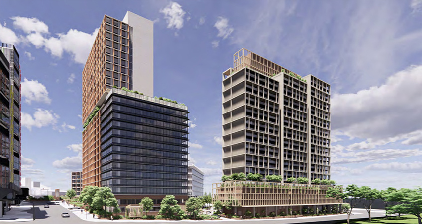 The Park Central complex in Brisbane will include student housing, an aged care facility, an office building, and an apartment building. Image credit: Wee Hur Holdings Ltd.