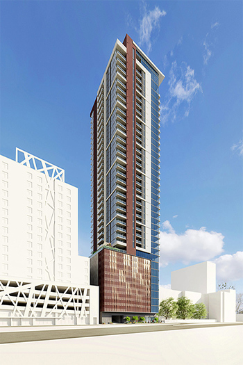 The Vesper condo building in Austin will deliver 284 residences. Image credit:  Pearlstone Partners / ATCO Properties & Management LLC / STG Design