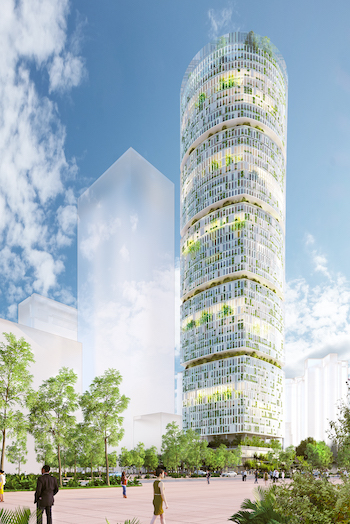 Using hydroponic farming techniques to optimize vertical space to grow crops, the skyscraper is proposed to exceed 200 meters. Image Credit: CRA - Carlo Ratti Associatti