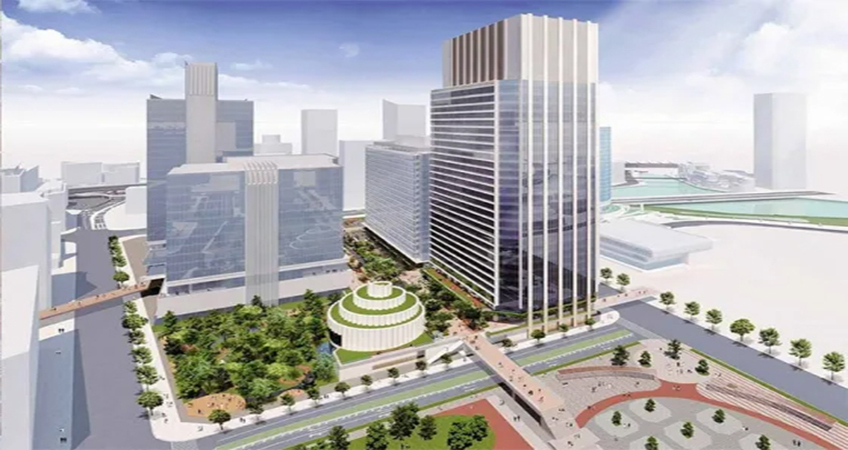 The proposed 28-story office building in Yokohama is part of the increased development activity in the city’s waterfront district.