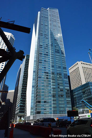 San Francisco's Millennium Tower, completed in 2009, has been sinking since 2006. Image credit: Terri Meyer Boake via CTBUH