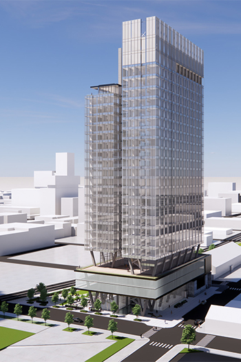 Gensler's rendering of the proposed high-rise 360 North Green. Image credit: Gensler
