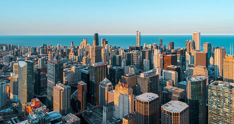 On the western edge of the Fulton Market District, a former warehouse district to the west of downtown Chicago, a flour mill was torn down and the site will be redeveloped with mixed-use buildings. Image credit: Jake Grella on Unsplash