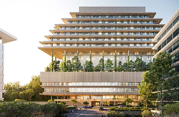 The proposed 15-story building will help increase hospital bed supply in the Bay Area. (c) Herzog & de Meuron