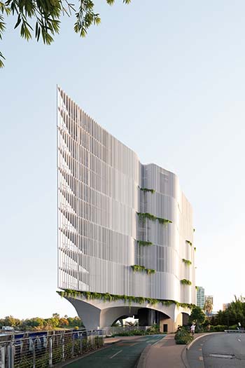 The proposed apartment building will feature a curved white concrete exterior (c) Romain Terpeau