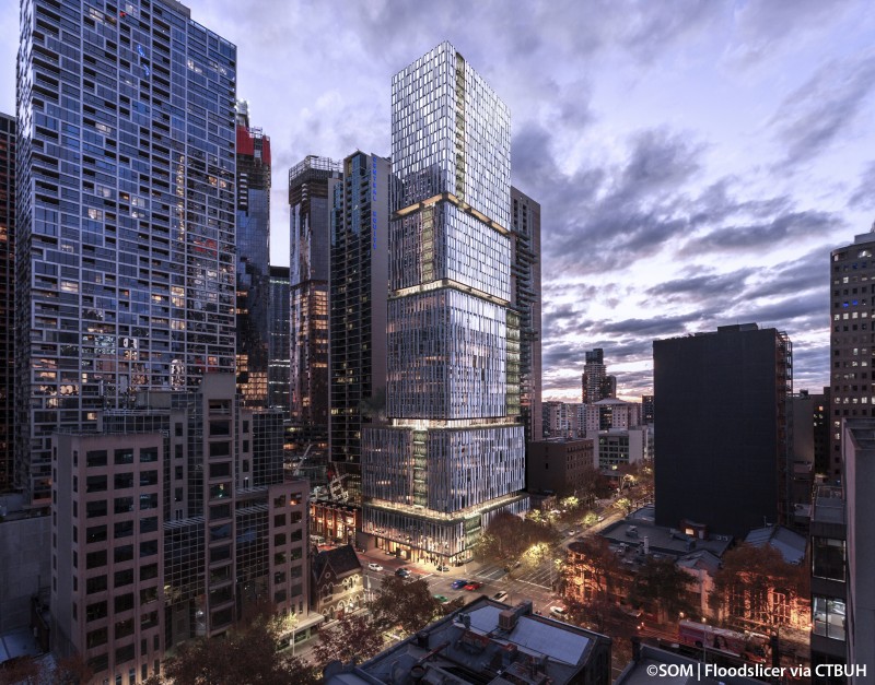 The proposed 600 Lonsdale design by Fender Katsalidis and SOM prior to the developer's selling of the site. Image copyright SOM | Floodslicer