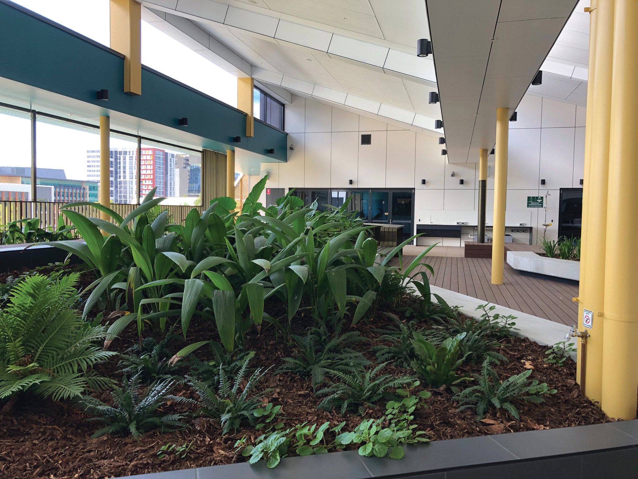 Figure 2. Access to nature is provided on this outdoor terrace at School 2. .