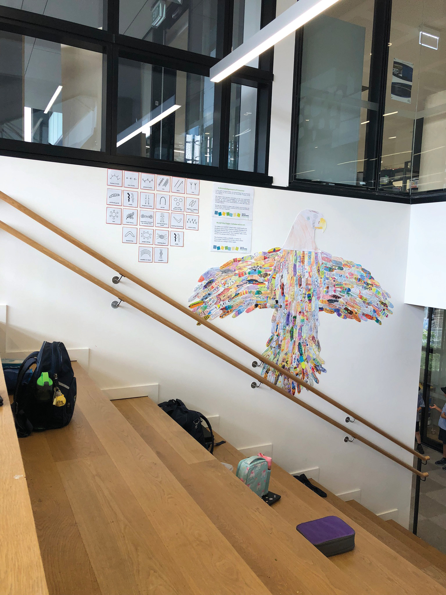Figure 7. Images of nature are displayed in areas that don’t have direct exposure or views to the outdoors, including this staircase at School 1.