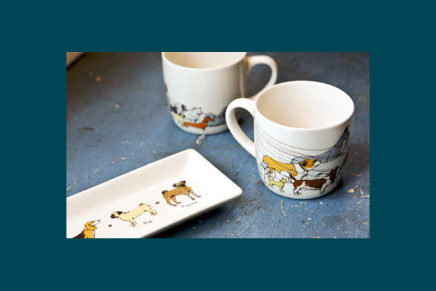 Dog Walker Mug and Puggle Dog Tray