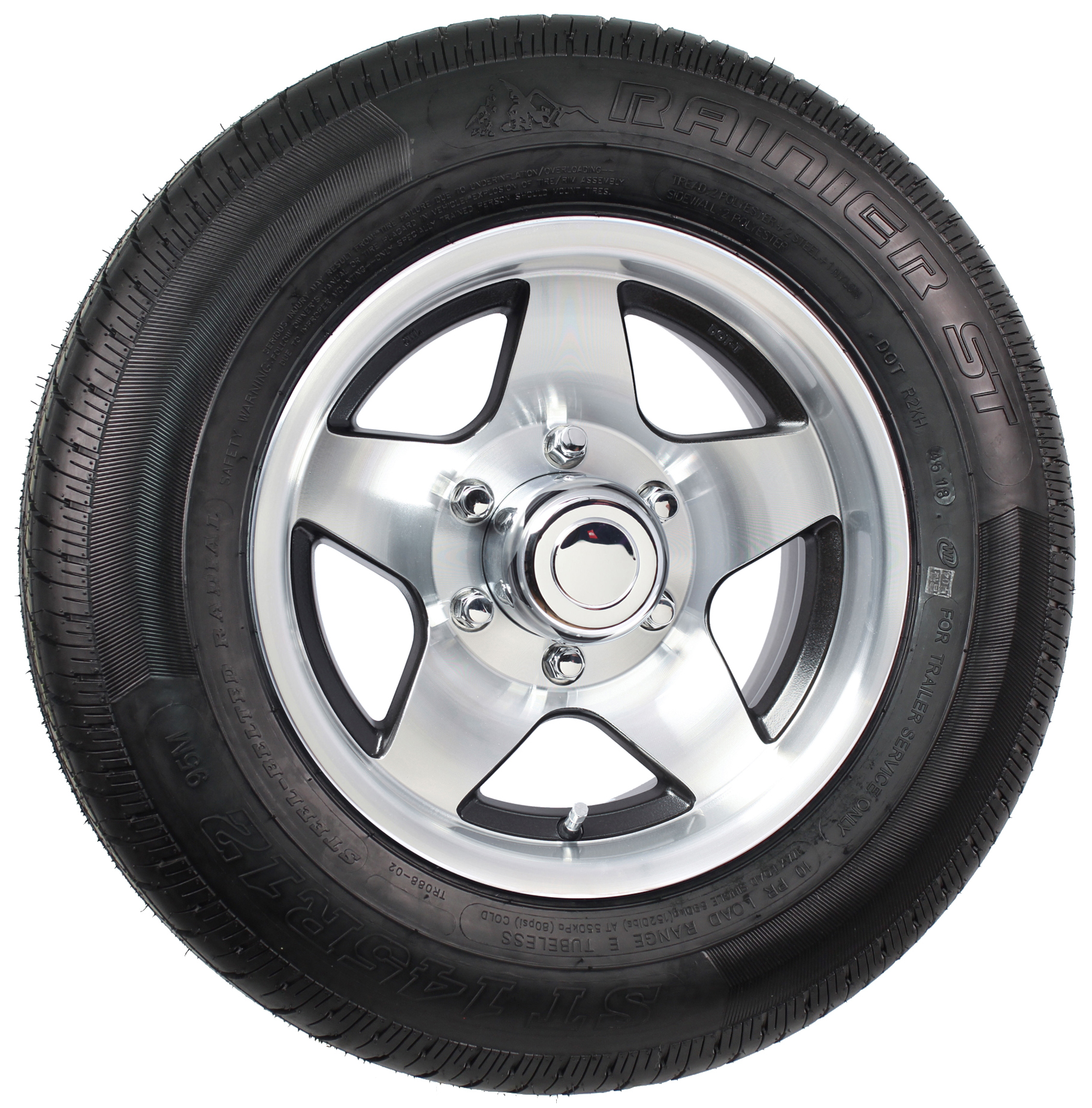 Rainier ST145R12 LRE Radial Tire on 12” 5Lug Aluminum Star Assembly