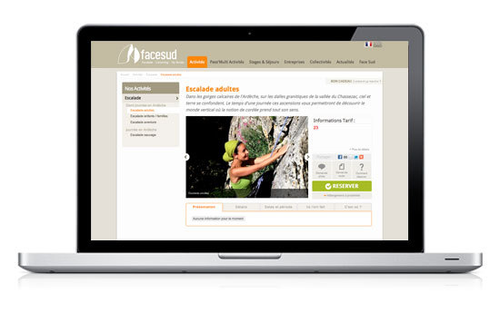 Page détail nouveau site internet Face Sud
