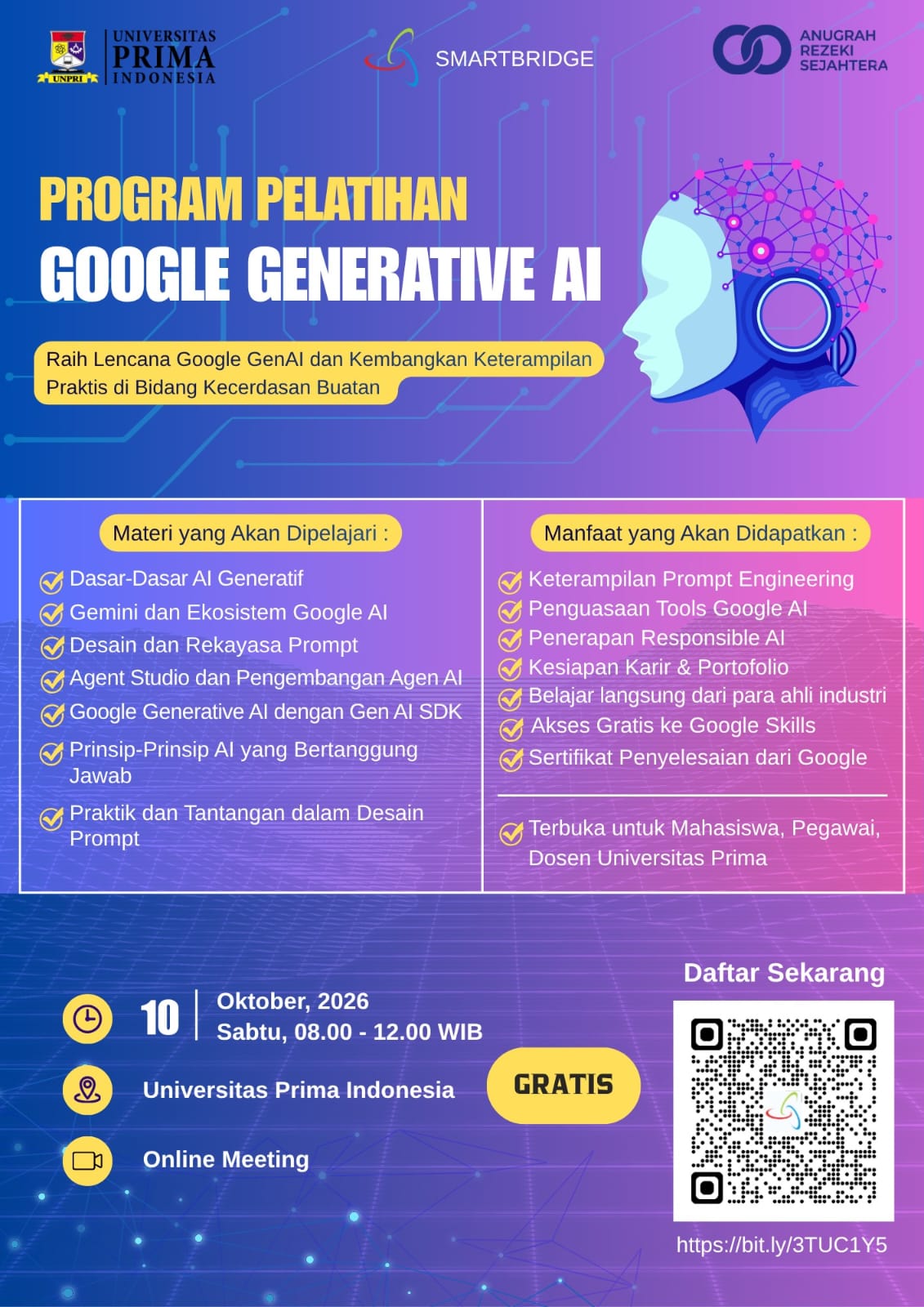 Flyer Program Pelatihan Google Generative AI UNPRI