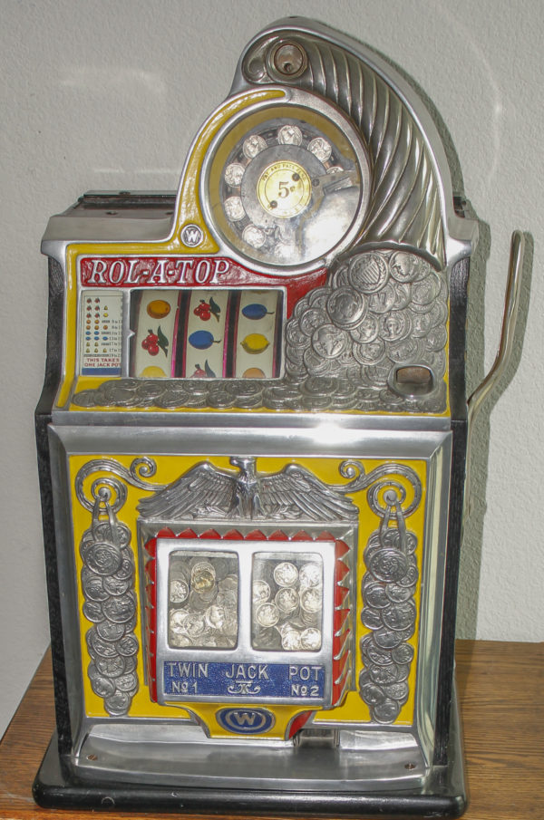 Lot #2408 Watling 5¢ Twin Jackpot Rol-A-Top W/Eagle Slot Machine