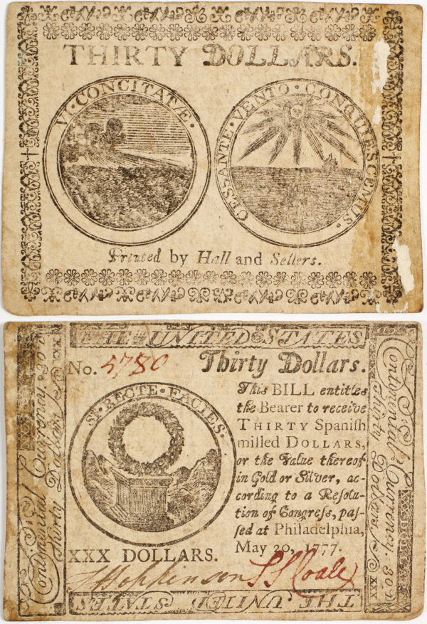 Lot #2295 Rare Continental Currency: Thirty Dollar Note