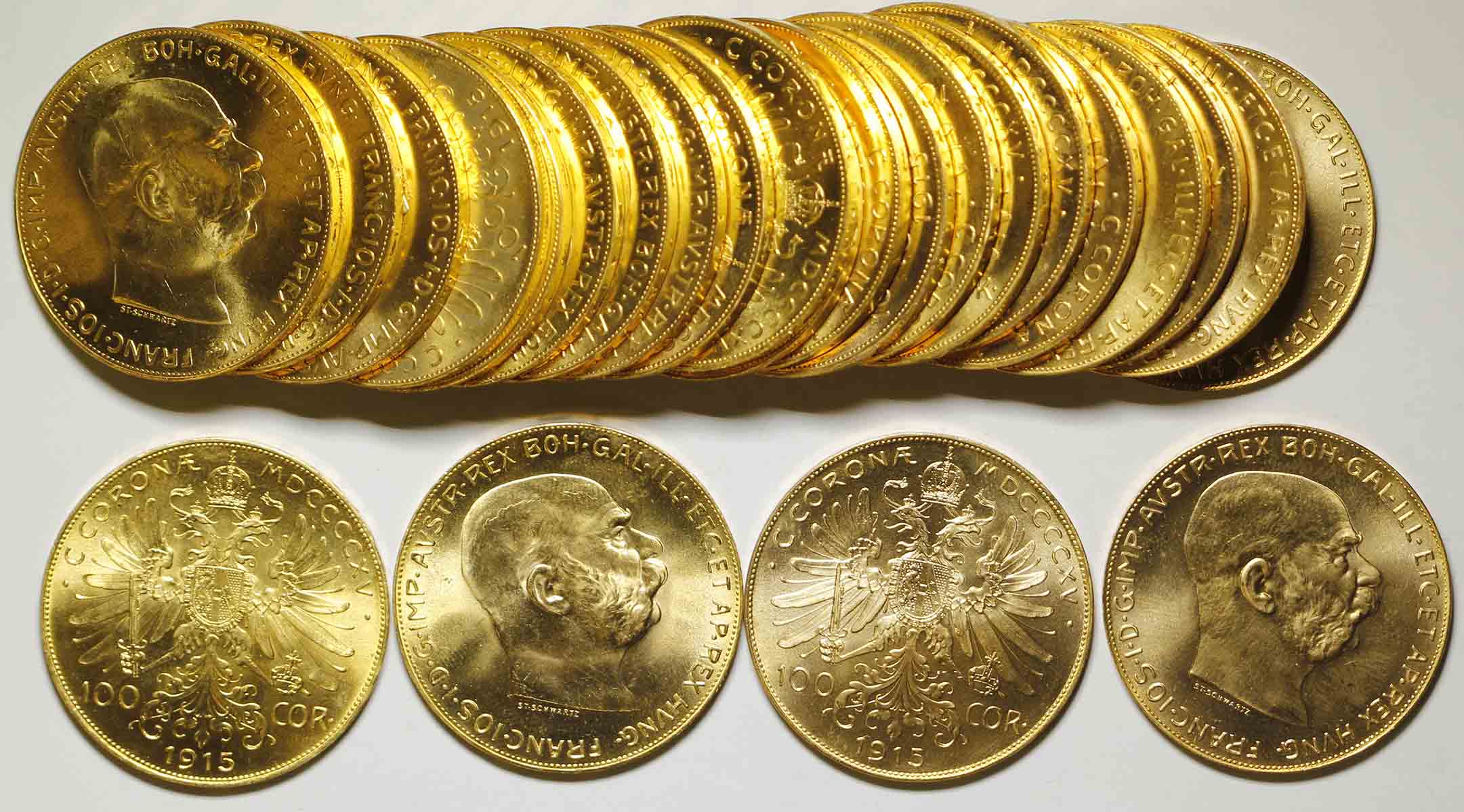 Austrian 100 Kroner 1915 Uncirc Gold Coins
