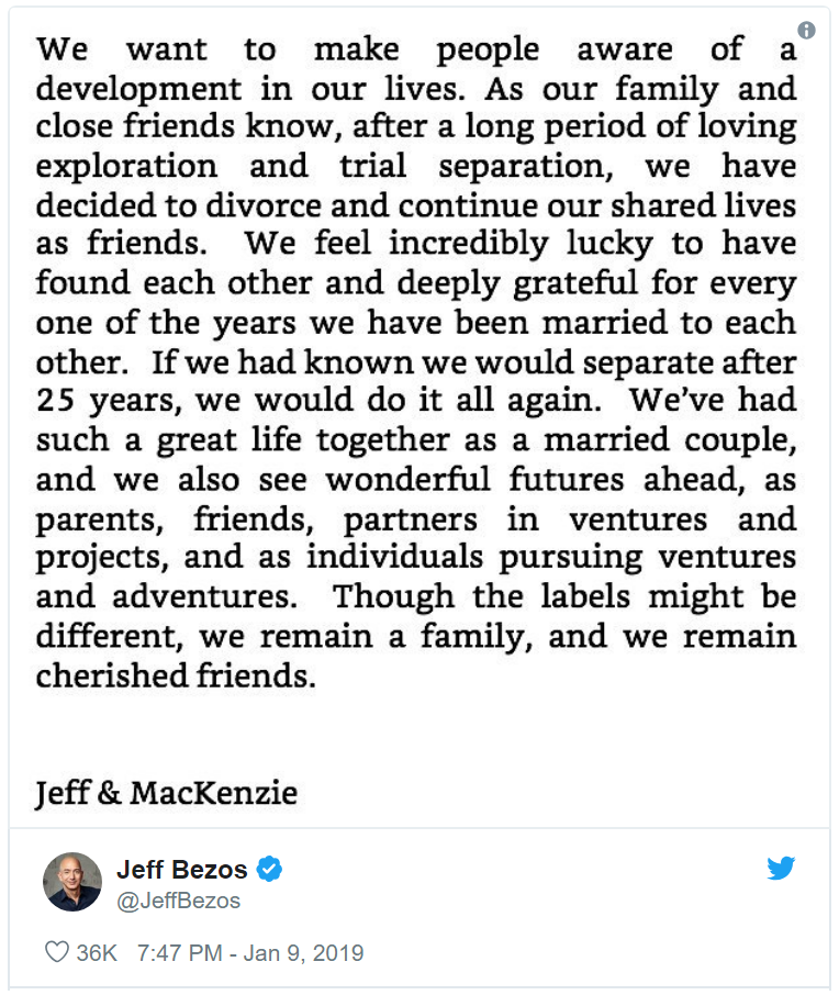 Jeff Bezos' tweet announcing divorce with his wife beautifully captures the essence of the western attitude, highlighting the different attitude towards Divorce in India and in the West