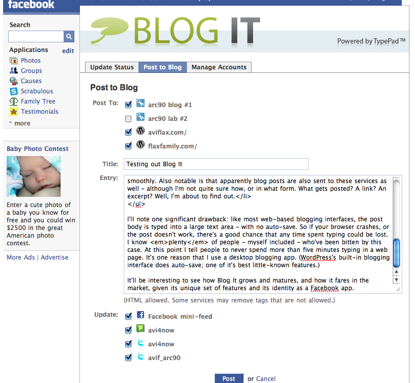 Screenshot of Blog It