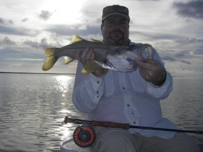 Photo caption (Allan Abess with his first Snook and Redfish on the fly!)
