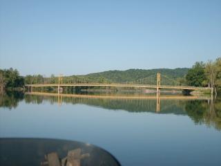  The Swinging Bridge at Beaver town on the Arkansas side of Table Rock. Outside of Eureka Springs near Holiday Island. Before going up the White River. Also known as the Beaver Tail waters. 8 miles from Beaver Dam. 