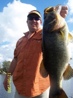 Bass Challenger Guide Service Capt Ed Bussard <br>Client Mike from Texas with a nice bass!