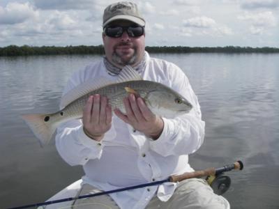 Photo caption (Allan Abess with his first Snook and Redfish on the fly!)