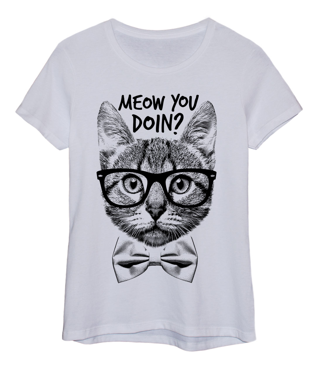 Meow You Doin'? Funny Glasses Bowtie Cat H