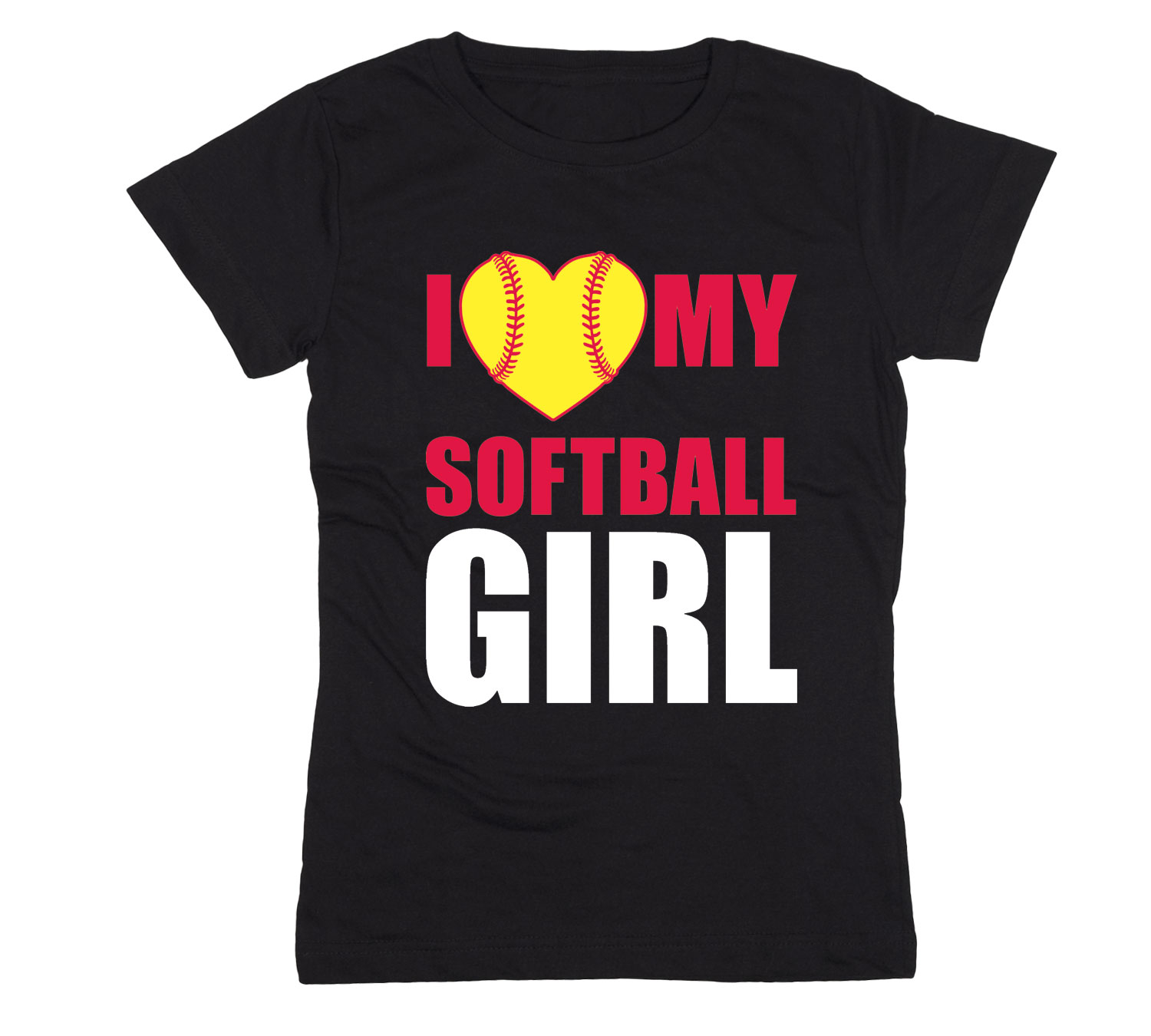 I Heart Love My Softball Girl Sports Athlete Team Mom Novelty Womens