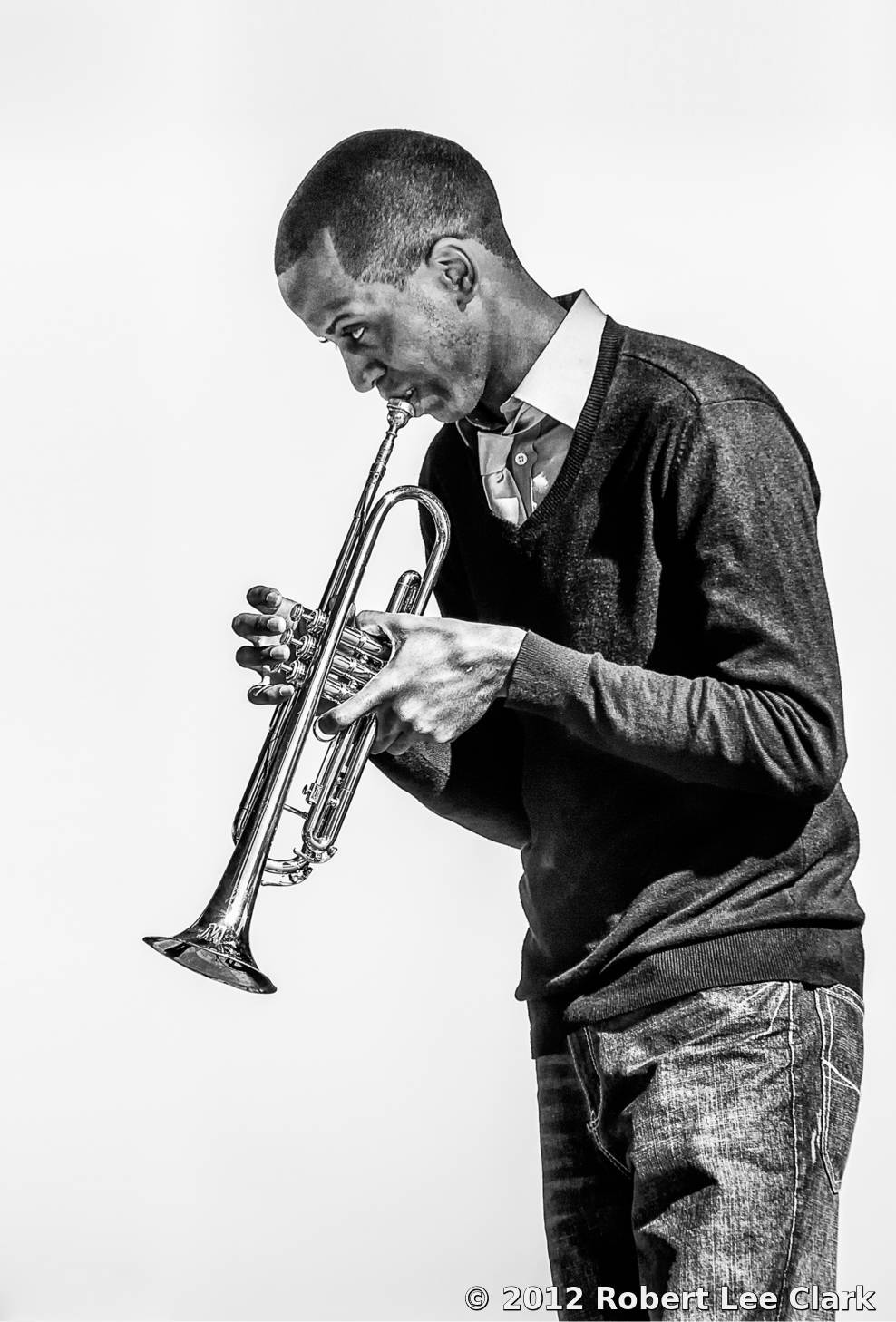 Trumpet Player by Robert Lee Clark Black & White Magazine