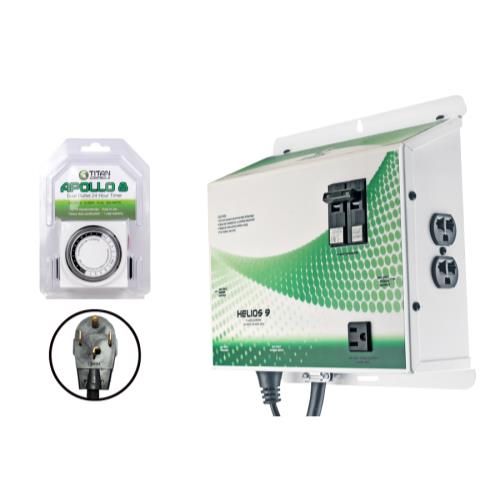 Titan Controls Helios 9 - Pre-Wired 4 Light 240 Volt Controller w/ Trigger Cord & Timer
